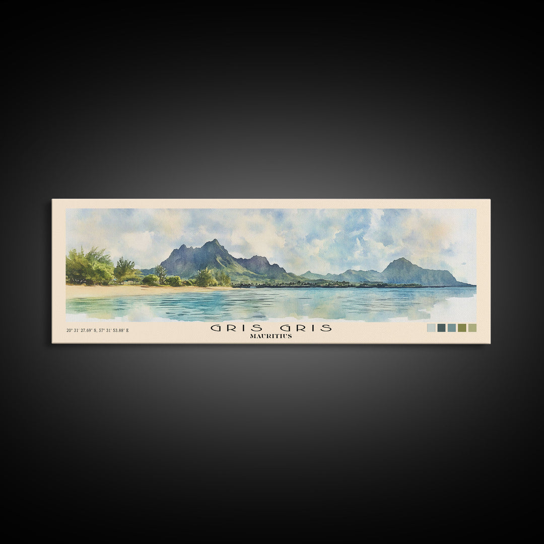 Gris Gris, Mauritius Watercolor Beach Print, Vacation Gift, Mauritius Wall Art, Beach Painting, Beach Decor, Beach Painting