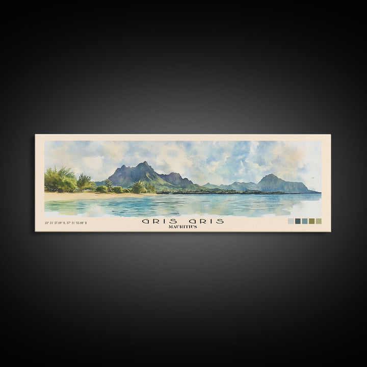 Gris Gris, Mauritius Watercolor Beach Print, Vacation Gift, Mauritius Wall Art, Beach Painting, Beach Decor, Beach Painting