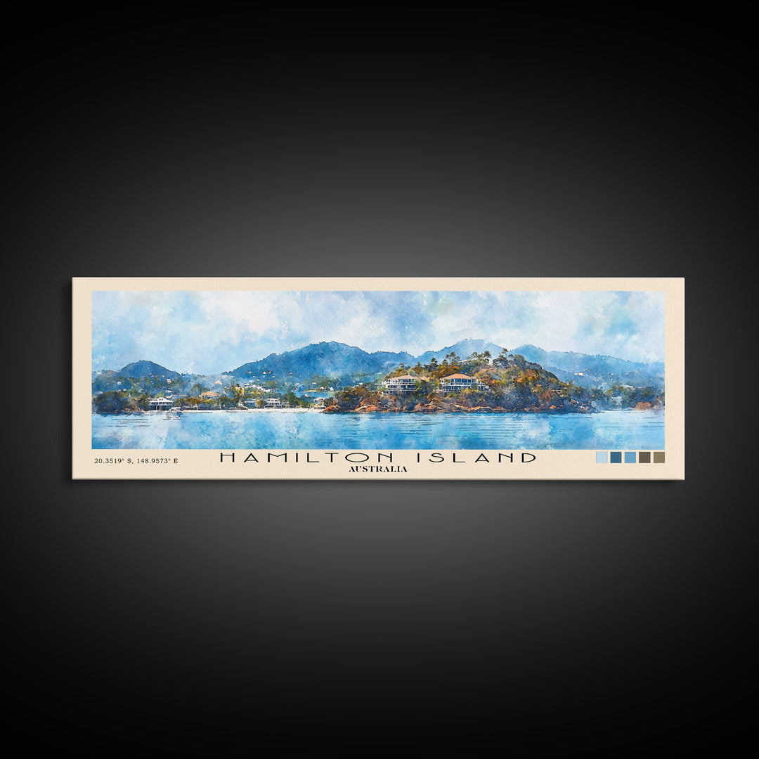 Hamilton Island, Australia Watercolor Print, Vacation Gift, Australia Wall Art, Beach Painting, Beach Decor, Large Wall Art, Wood Frame Art