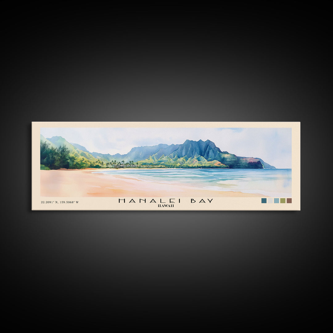 Hanalei Bay, Hawaii Watercolor Print, Vacation Gift, Hawaii Wall Art, Vacation Wall Art, Vacatation Memories, Beach Decor, Beach Or Lakehouse Art