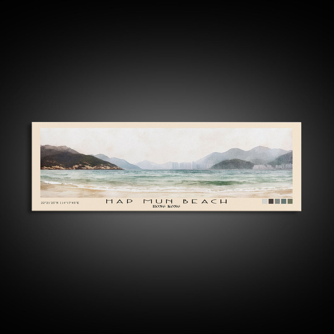 Hap Mun Beach, Hong Kong Watercolor Print, Vacation Gift, Hong Kong Wall Art, Beach Painting, Beach Decor, Beach Or Lakehouse Art