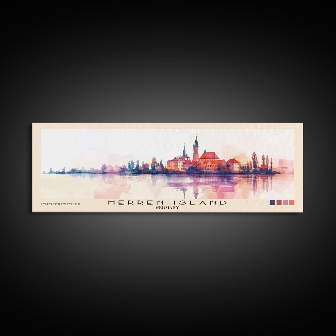 Herren Island, Germany Watercolor Print, Vacation Gift, Germany Wall Art, Beach Painting, Beach Decor, Large Wall Art, Wood Frame Art