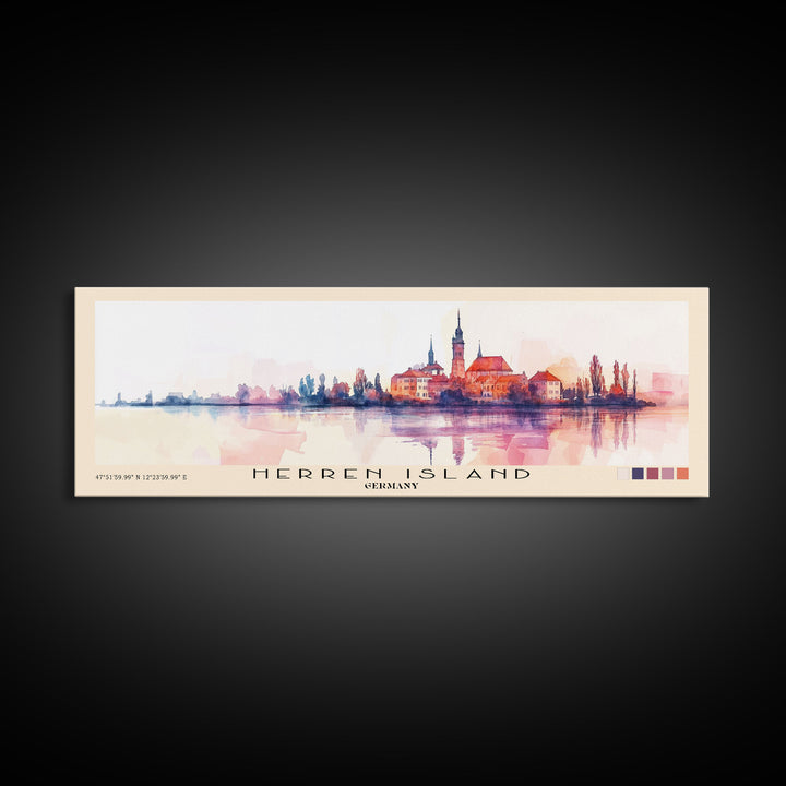 Herren Island, Germany Watercolor Print, Vacation Gift, Germany Wall Art, Beach Painting, Beach Decor, Large Wall Art, Wood Frame Art