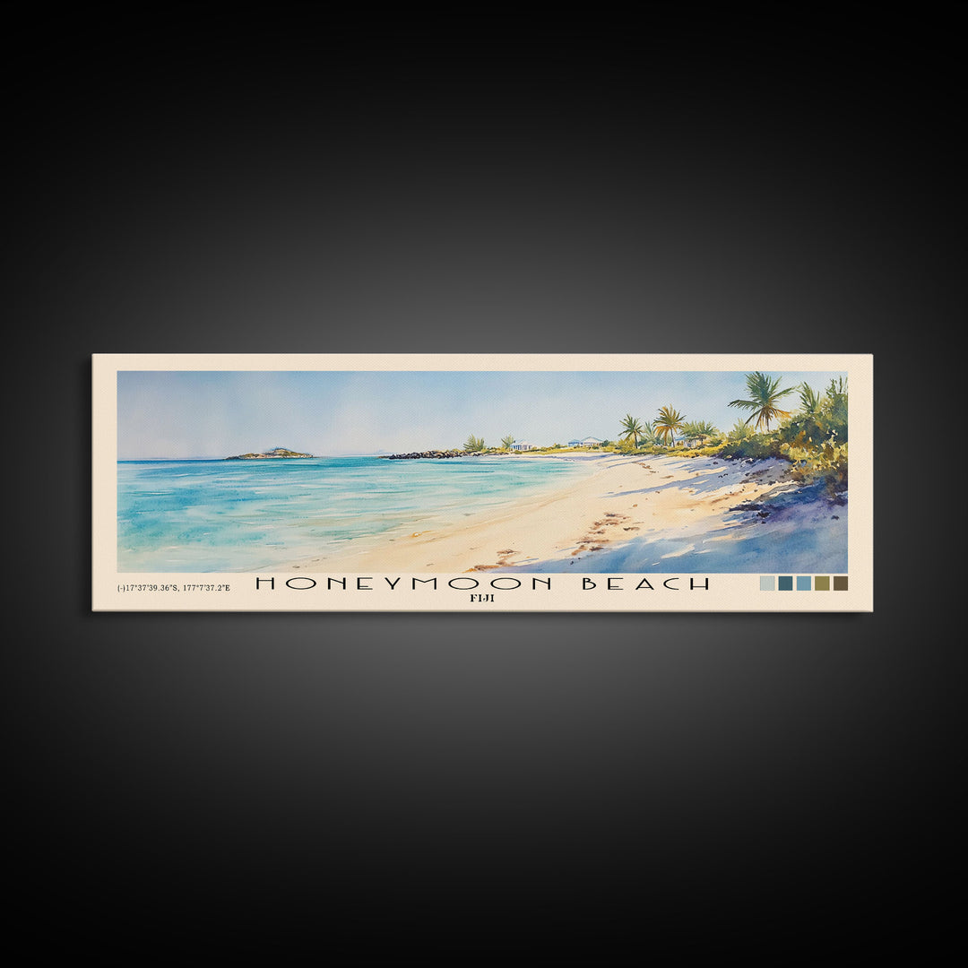 Honeymoon Beach, US Virgin islands Watercolor Beach Print, Vacation Gift, US Virgin islands Wall Art, Framed Canvas Print, Framed Beach Painting