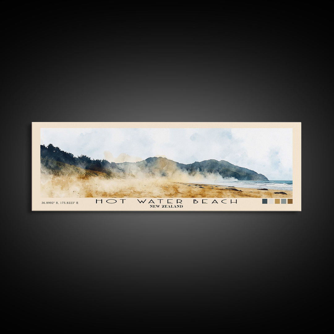 Hot Water Beach, New Zealand Watercolor Beach Print, Vacation Gift, New Zealand Wall Art, Beach Painting, Beach Decor, Beach Painting