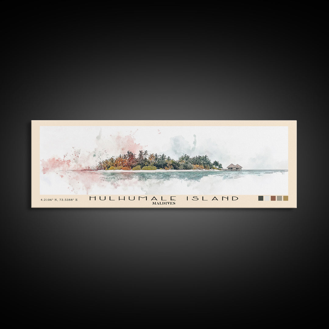 Hulhumale Island, Maldives Watercolor Print, Vacation Gift, Maldives Wall Art, Vacation Wall Art, Vacatation Memories, Beach Decor, Beach Or Lakehouse Art