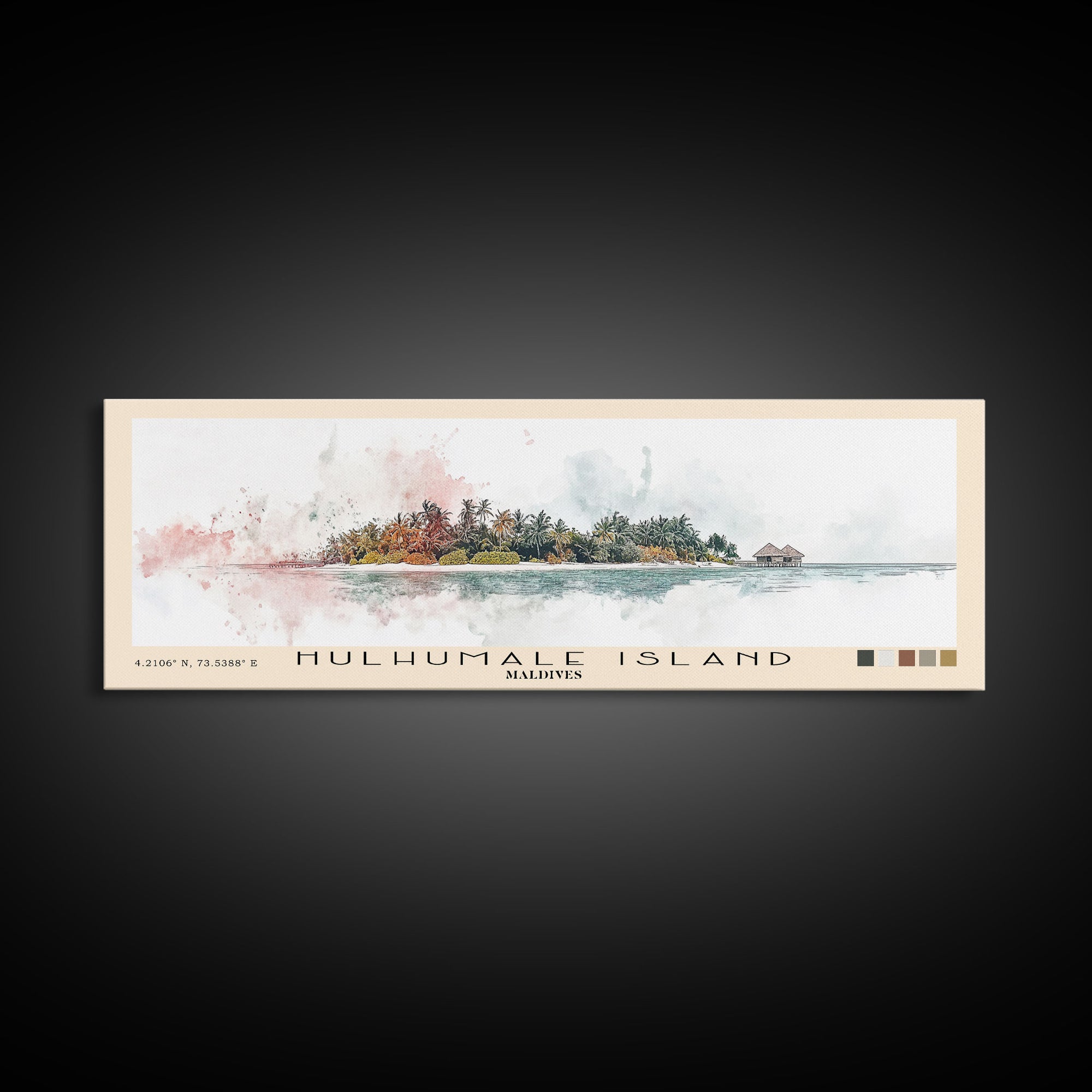 Hulhumale Island, Maldives Watercolor Print, Vacation Gift, Maldives Wall Art, Vacation Wall Art, Vacatation Memories, Beach Decor, Beach Or Lakehouse Art