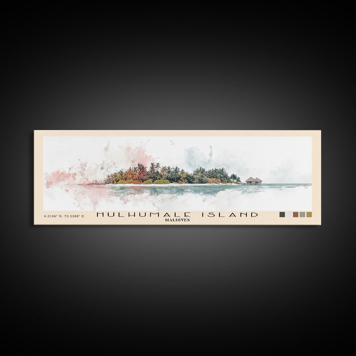 Hulhumale Island, Maldives Watercolor Print, Vacation Gift, Maldives Wall Art, Vacation Wall Art, Vacatation Memories, Beach Decor, Beach Or Lakehouse Art