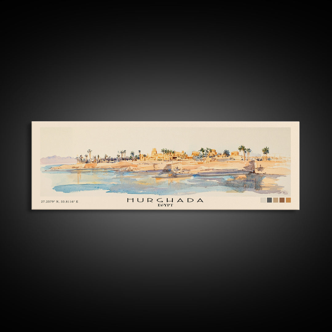 Hurghada, Egypt Watercolor Beach Print, Vacation Gift, Egypt Wall Art, Beach Painting, Beach Decor, Beach Painting