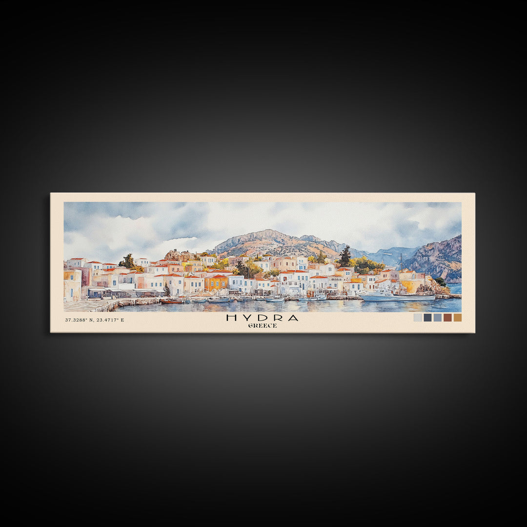 Hydra, Greece Watercolor Print, Vacation Gift, Greece Wall Art, Vacation Wall Art, Vacatation Memories, Beach Decor, Beach Or Lakehouse Art