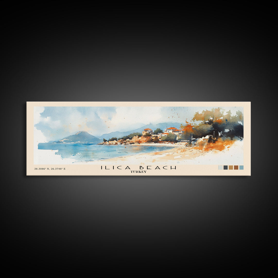 Ilıca Beach, Turkey Watercolor Beach Print, Vacation Gift, Turkey Wall Art, Beach Painting, Beach Decor, Beach Painting