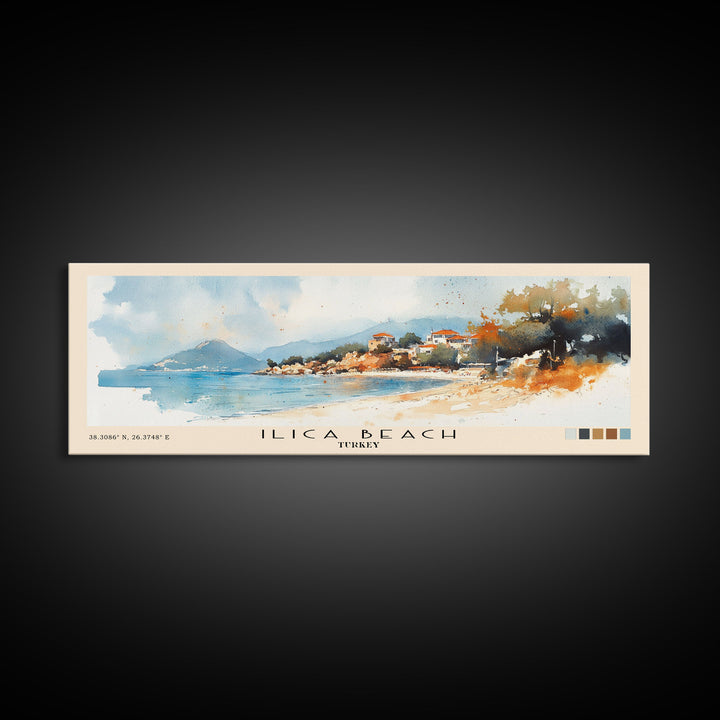 Ilıca Beach, Turkey Watercolor Beach Print, Vacation Gift, Turkey Wall Art, Beach Painting, Beach Decor, Beach Painting