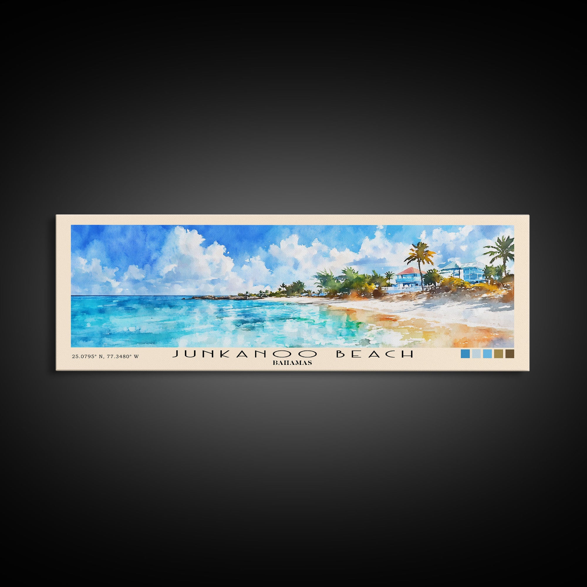 Junkanoo Beach, Bahamas Watercolor Print, Vacation Gift, Bahamas Wall Art, Beach Painting, Beach Decor, Beach Or Lakehouse Art