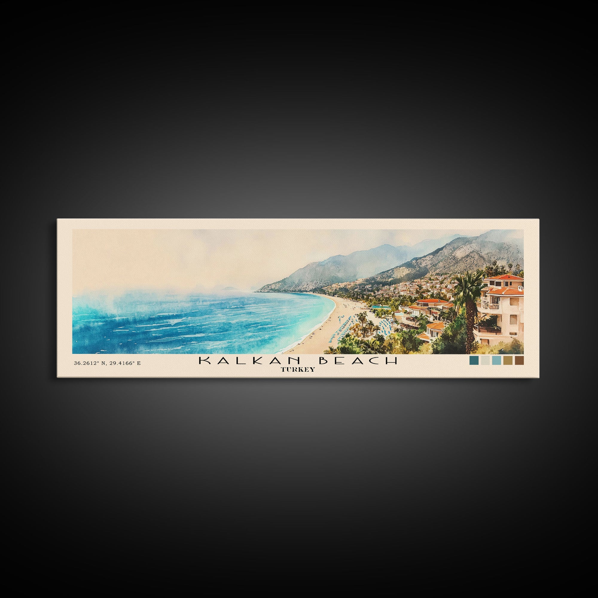 Kalkan Beach, Turkey Watercolor Print, Vacation Gift, Turkey Wall Art, Beach Painting, Beach Decor, Beach Or Lakehouse Art