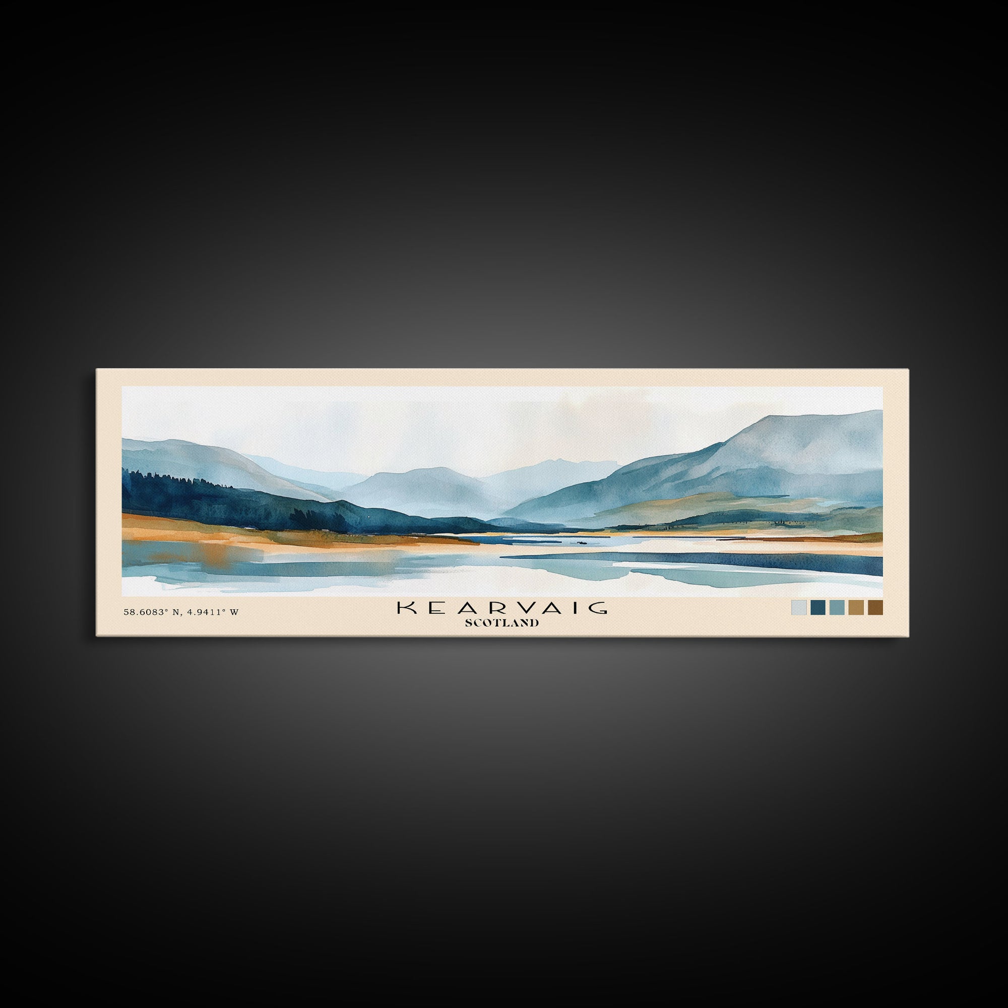 Kearvaig, Scotland Watercolor Print, Vacation Gift, Scotland Wall Art, Beach Painting, Beach Decor, Large Wall Art, Wood Frame Art
