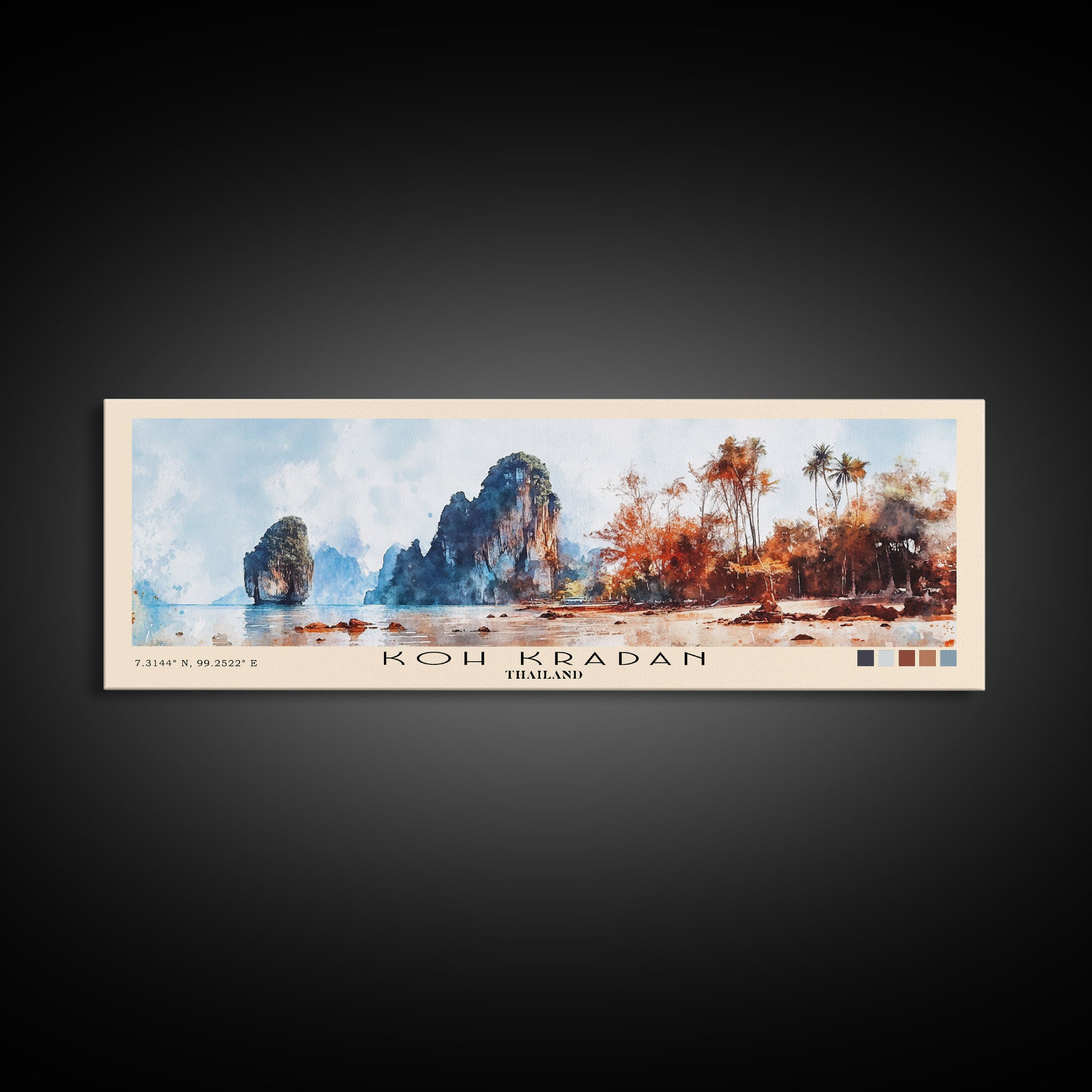 Koh Kradan, Thailand Watercolor Beach Print, Vacation Gift, Thailand Wall Art, Beach Painting, Beach Decor, Beach Painting