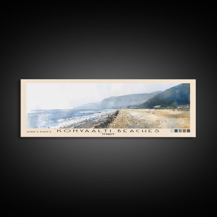 Konyaaltı Beaches, Turkey Watercolor Beach Print, Vacation Gift, Turkey Wall Art, Beach Painting, Beach Decor, Beach Painting