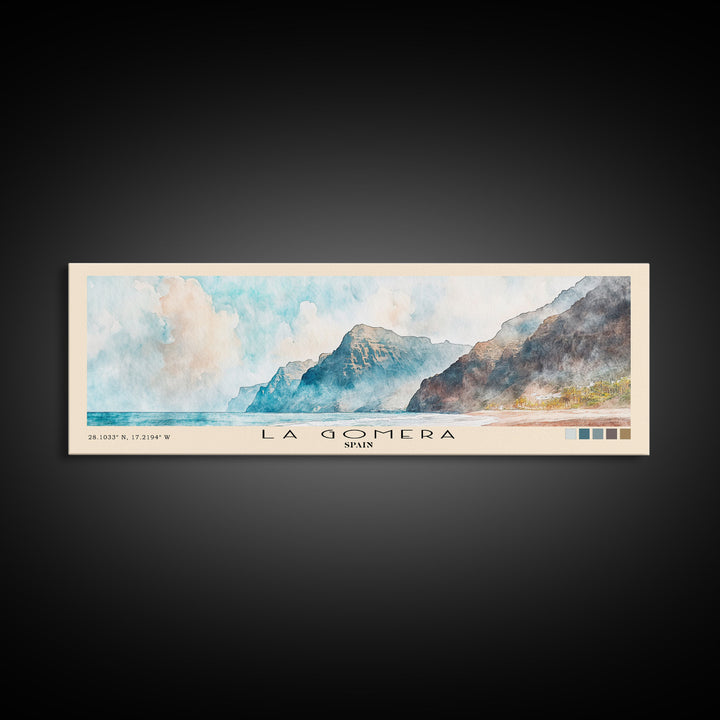 La Gomera, Spain Watercolor Print, Vacation Gift, Spain Wall Art, Vacation Wall Art, Vacatation Memories, Beach Decor, Beach Or Lakehouse Art