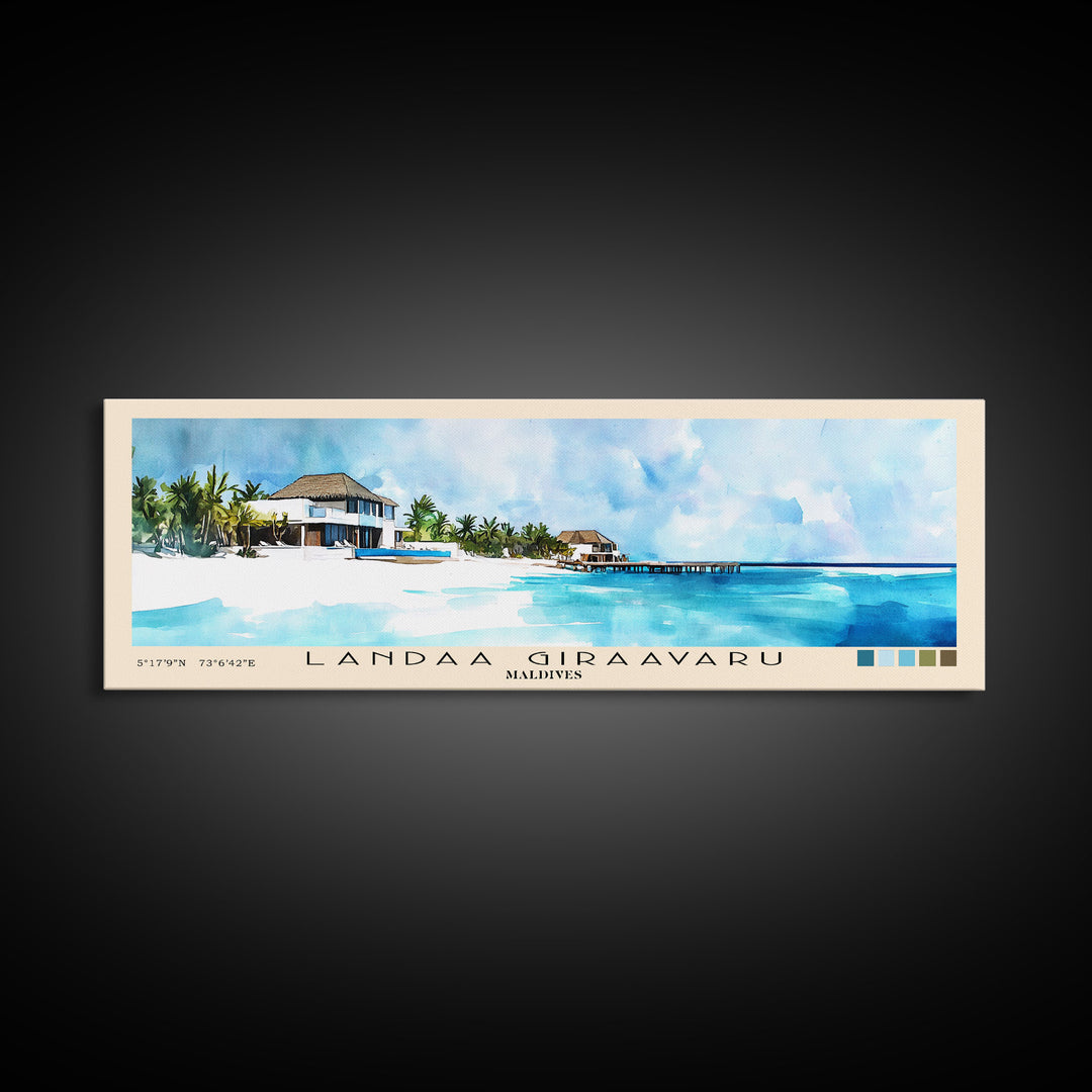 Landaa Giraavaru, Maldives Watercolor Beach Print, Vacation Gift, Maldives Wall Art, Beach Painting, Beach Decor, Beach Painting