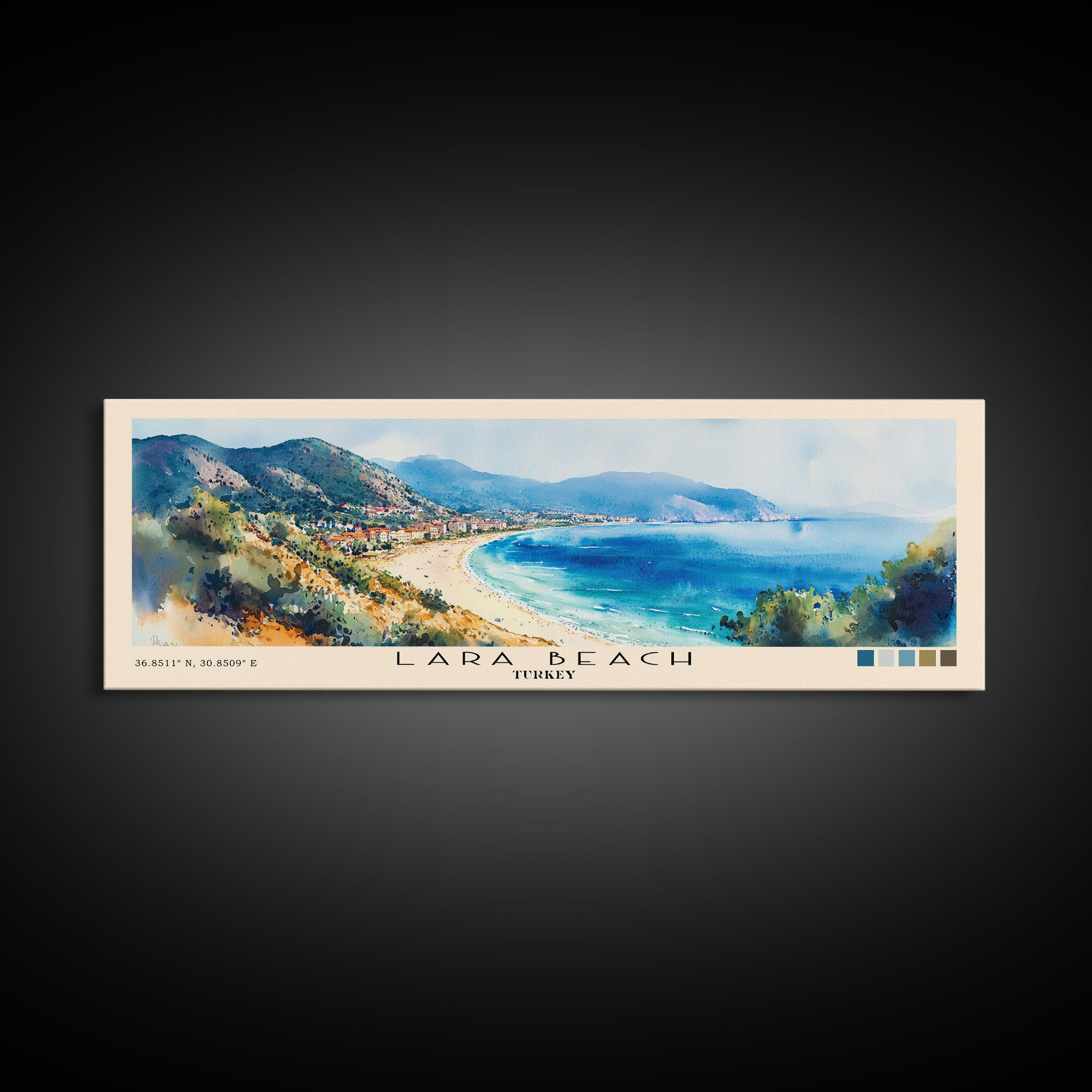 Lara Beach, Turkey Watercolor Print, Vacation Gift, Turkey Wall Art, Beach Painting, Beach Decor, Beach Or Lakehouse Art