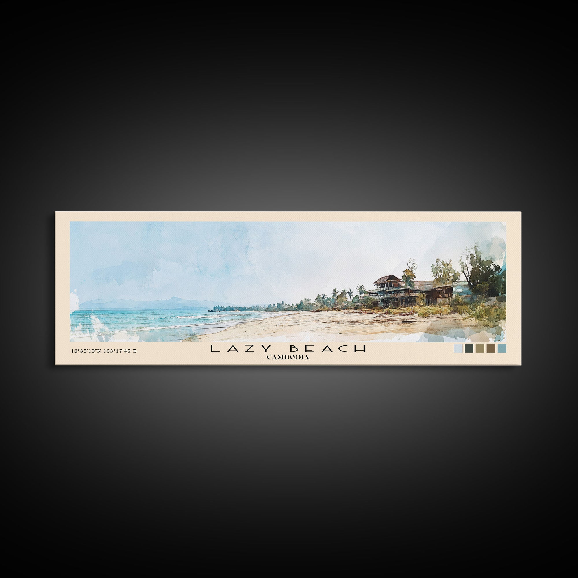 Lazy Beach, Cambodia Watercolor Beach Print, Vacation Gift, Cambodia Wall Art, Beach Painting, Beach Decor, Beach Painting