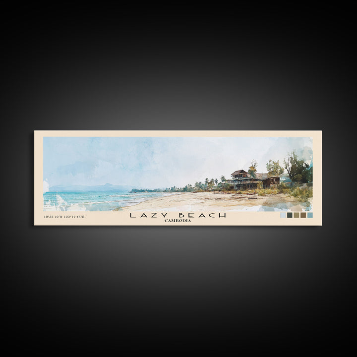 Lazy Beach, Cambodia Watercolor Beach Print, Vacation Gift, Cambodia Wall Art, Beach Painting, Beach Decor, Beach Painting