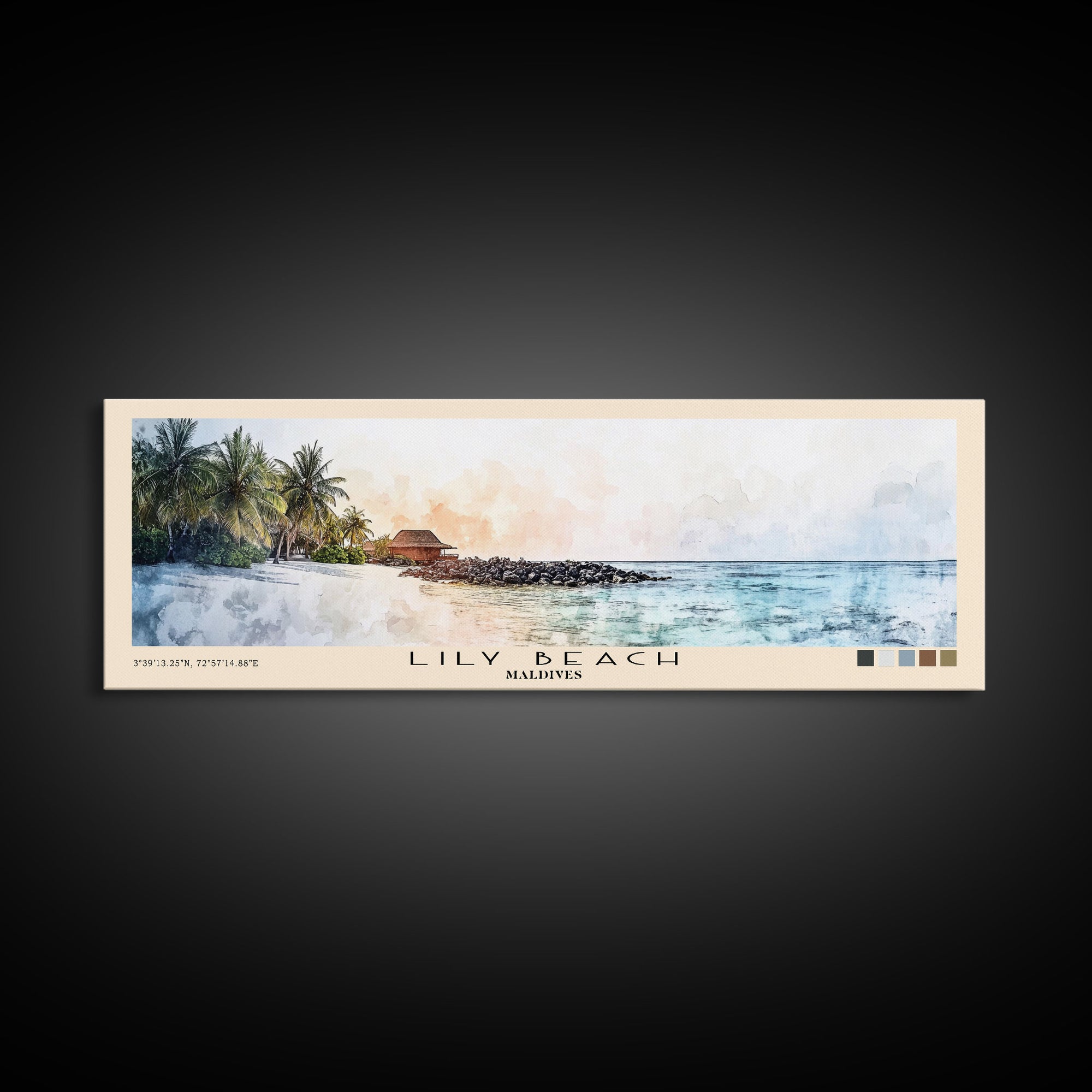 Lily Beach, Maldives Watercolor Beach Print, Vacation Gift, Maldives Wall Art, Beach Painting, Beach Decor, Beach Painting