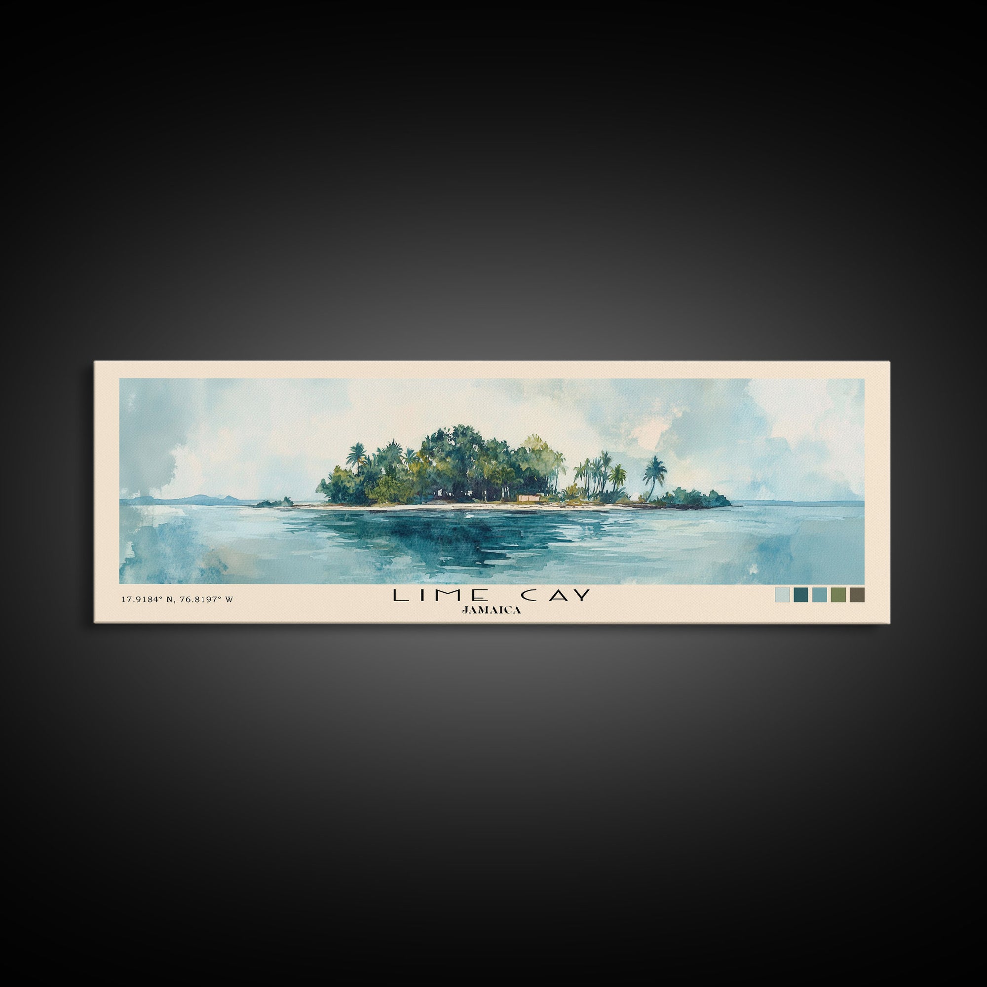 Lime Cay, Jamaica Watercolor Print, Vacation Gift, Jamaica Wall Art, Beach Painting, Beach Decor, Large Wall Art, Wood Frame Art