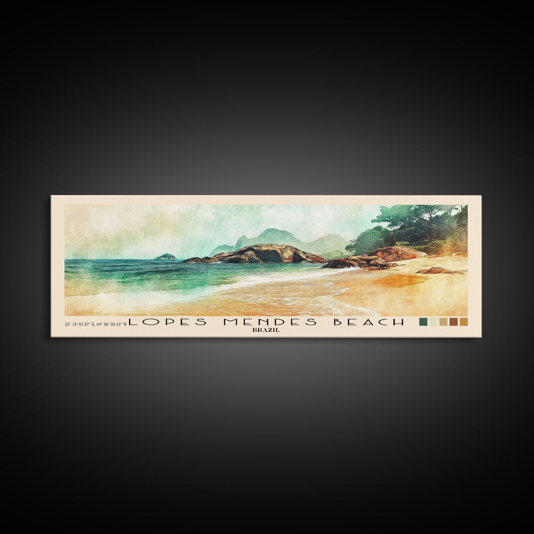 Lopes Mendes Beach, Brazil Watercolor Print, Vacation Gift, Brazil Wall Art, Beach Painting, Beach Decor, Beach Or Lakehouse Art