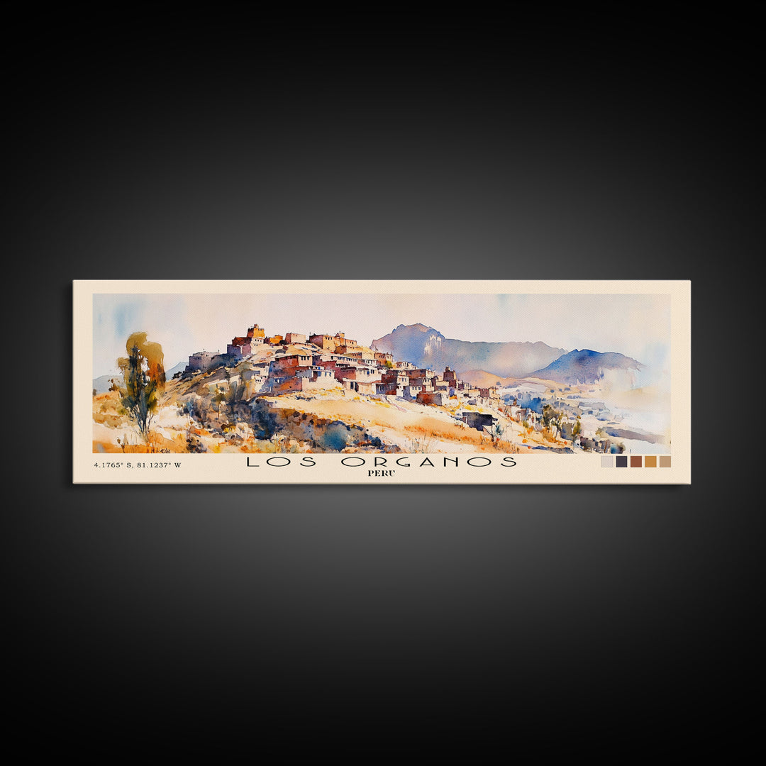 Los Organos, Peru Watercolor Print, Vacation Gift, Peru Wall Art, Beach Painting, Beach Decor, Large Wall Art, Wood Frame Art