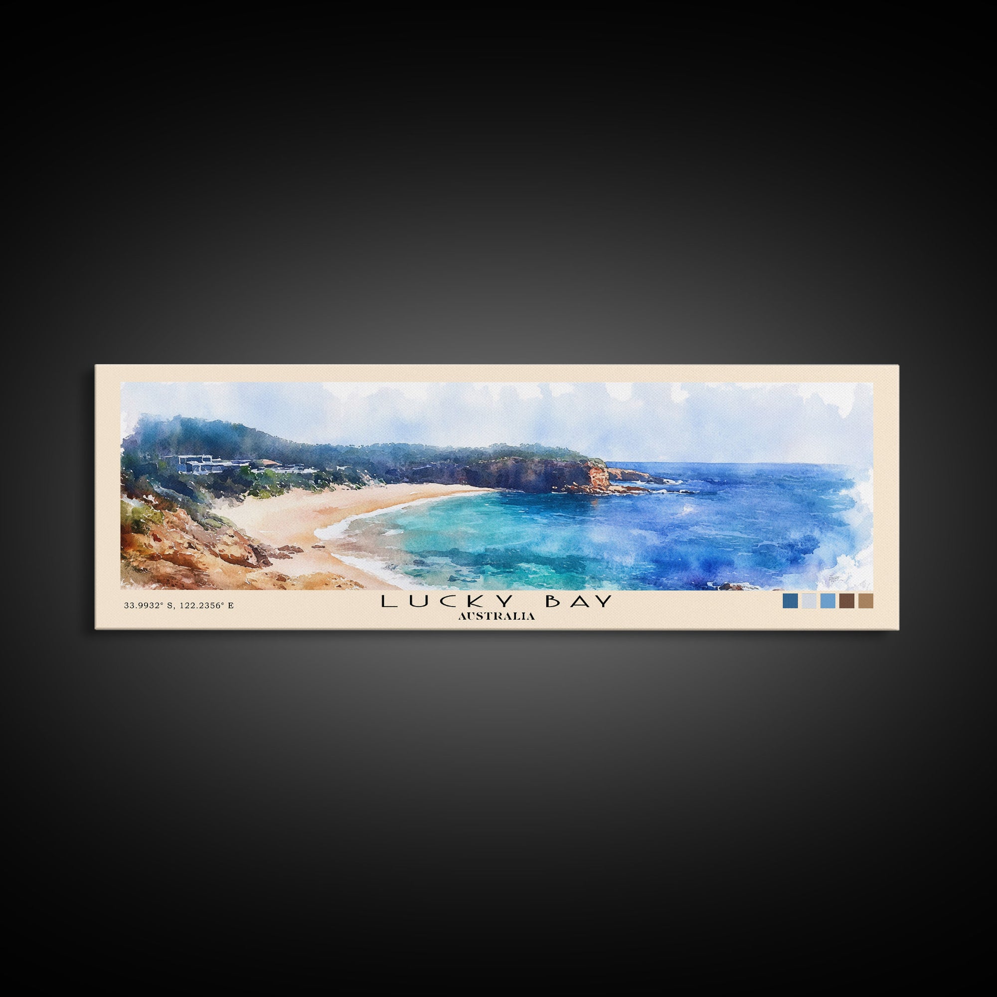 Lucky Bay, Australia Watercolor Print, Vacation Gift, Australia Wall Art, Beach Painting, Beach Decor, Large Wall Art, Wood Frame Art