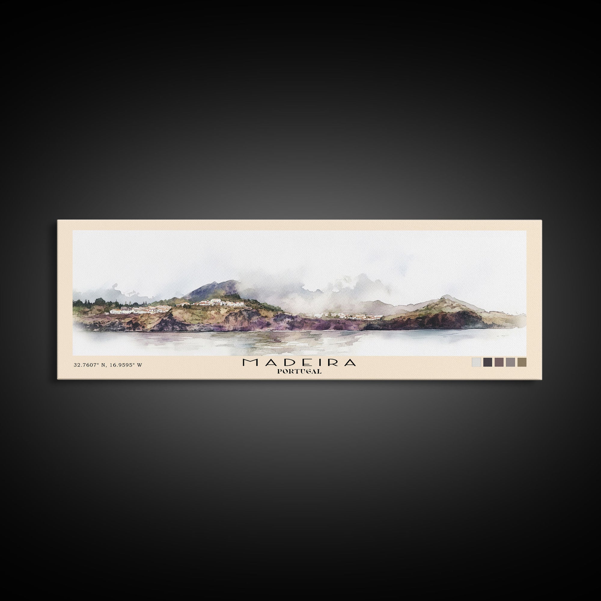 Madeira, Portugal Watercolor Beach Print, Vacation Gift, Portugal Wall Art, Beach Painting, Beach Decor, Beach Painting