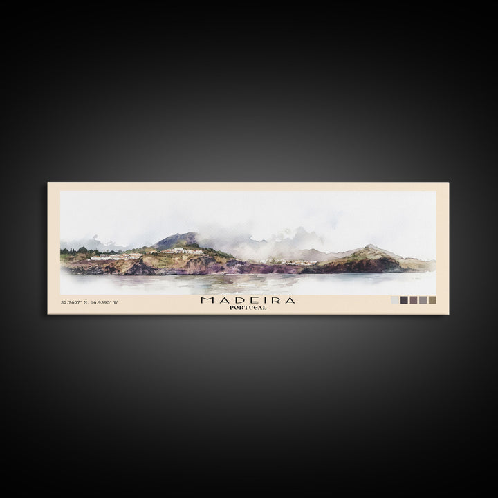 Madeira, Portugal Watercolor Beach Print, Vacation Gift, Portugal Wall Art, Beach Painting, Beach Decor, Beach Painting