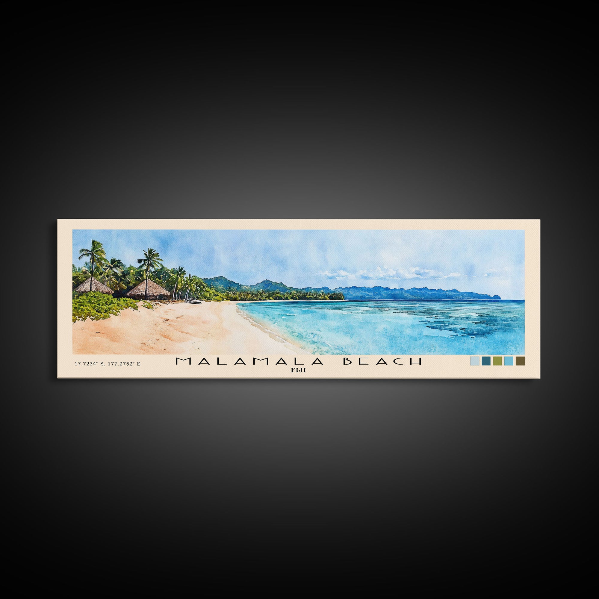 Malamala Beach, Fiji Watercolor Print, Vacation Gift, Fiji Wall Art, Beach Painting, Beach Decor, Beach Or Lakehouse Art