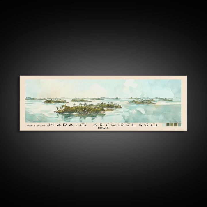 Marajó Archipelago, Brazil Watercolor Print, Vacation Gift, Brazil Wall Art, Beach Painting, Beach Decor, Large Wall Art, Wood Frame Art
