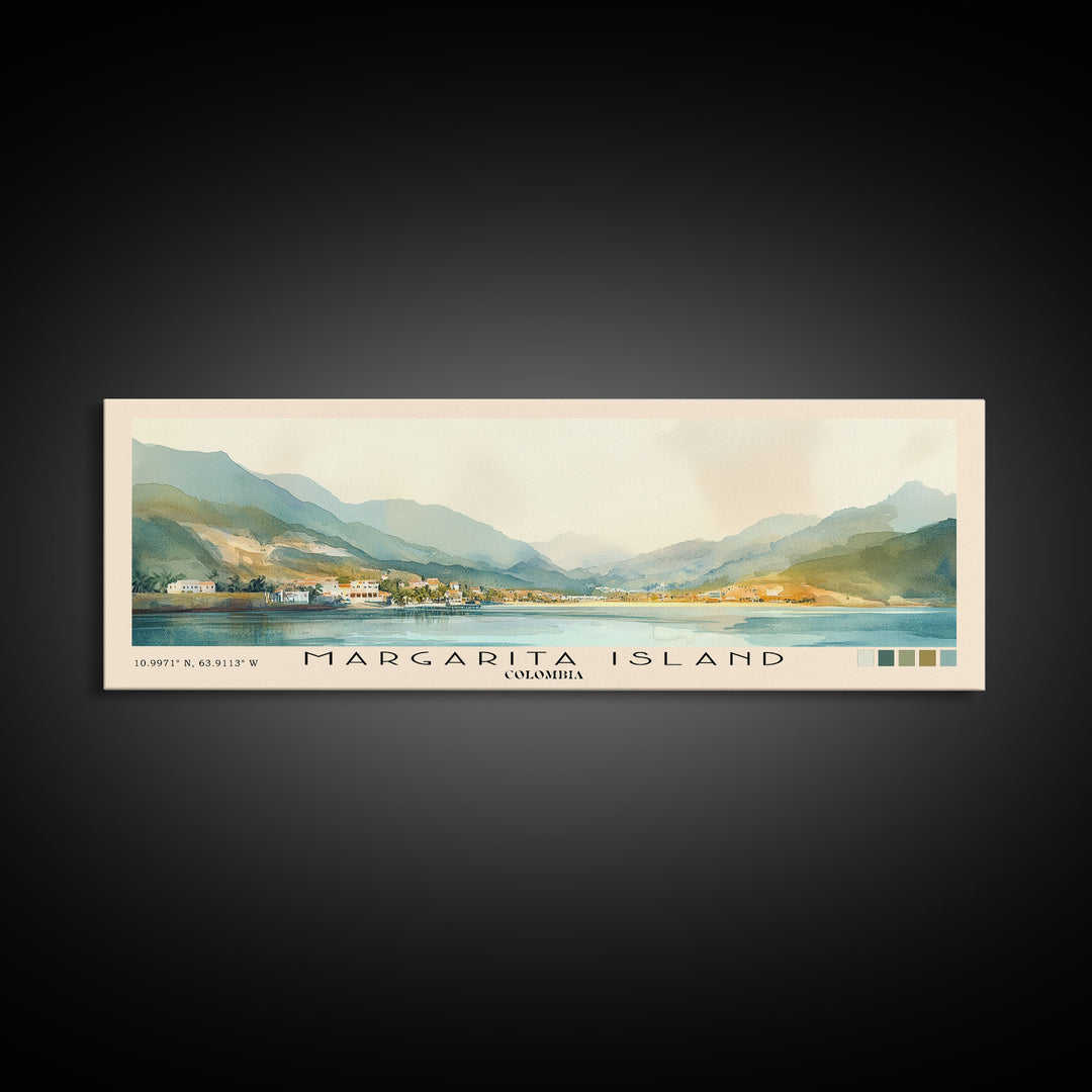 Margarita Island, Colombia Watercolor Print, Vacation Gift, Colombia Wall Art, Beach Painting, Beach Decor, Large Wall Art, Wood Frame Art