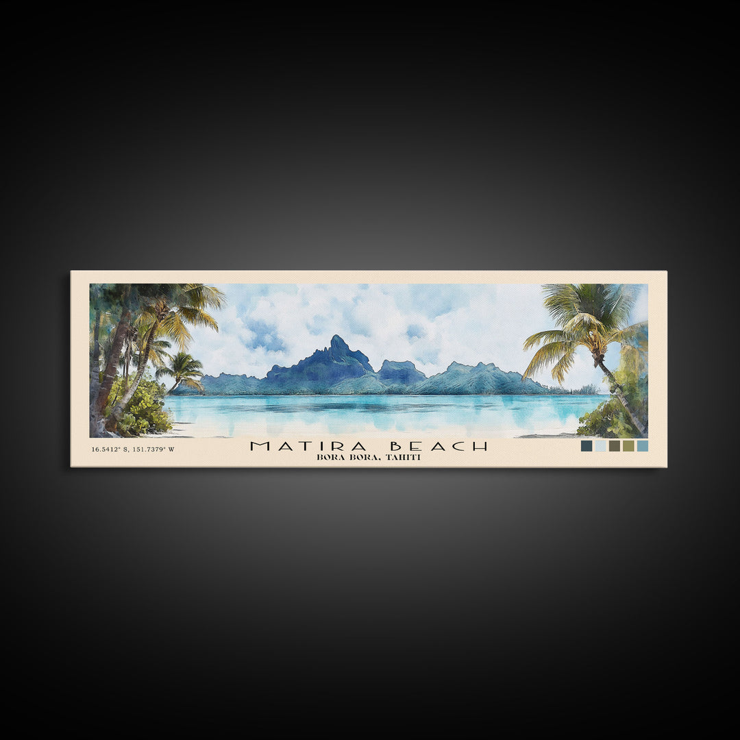 Matira Beach, Bora Bora, Tahiti Watercolor Beach Print, Vacation Gift, Bora Bora, Tahiti Wall Art, Beach Painting, Beach Decor, Beach Painting