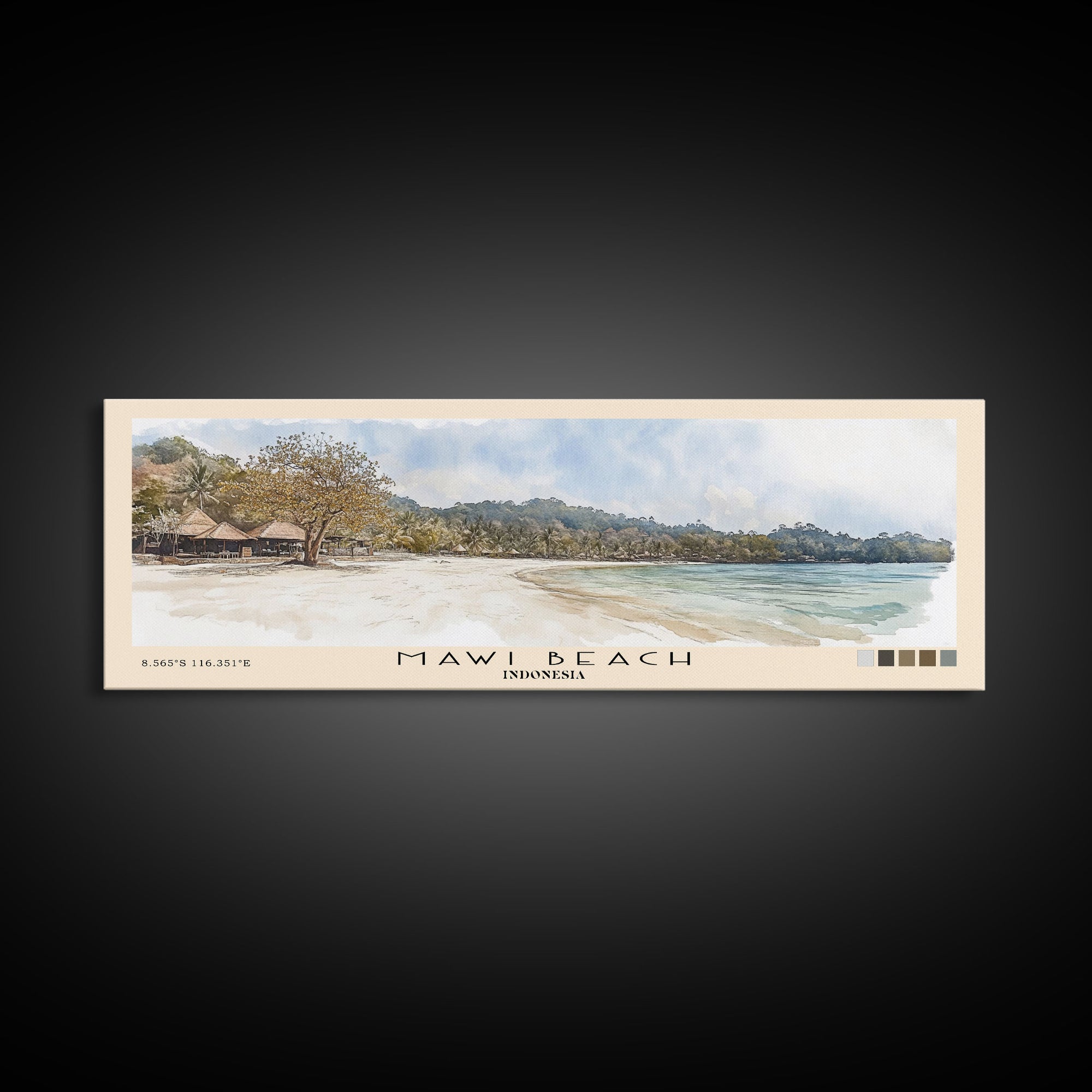 Mawi Beach, Indonesia Watercolor Print, Vacation Gift, Indonesia Wall Art, Beach Painting, Beach Decor, Beach Or Lakehouse Art