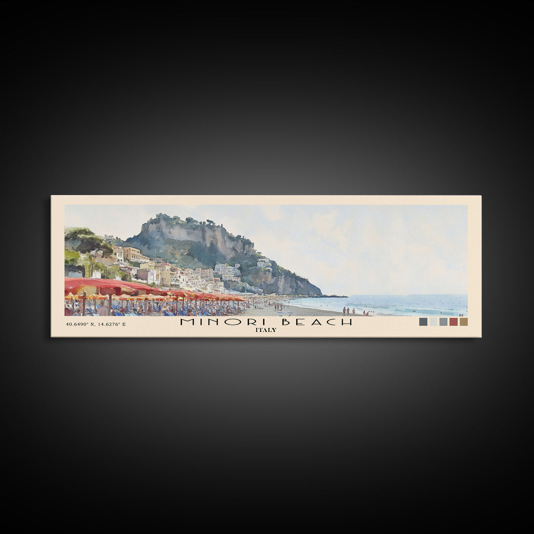 Minori Beach, Italy Watercolor Beach Print, Vacation Gift, Italy Wall Art, Beach Painting, Beach Decor, Beach Painting
