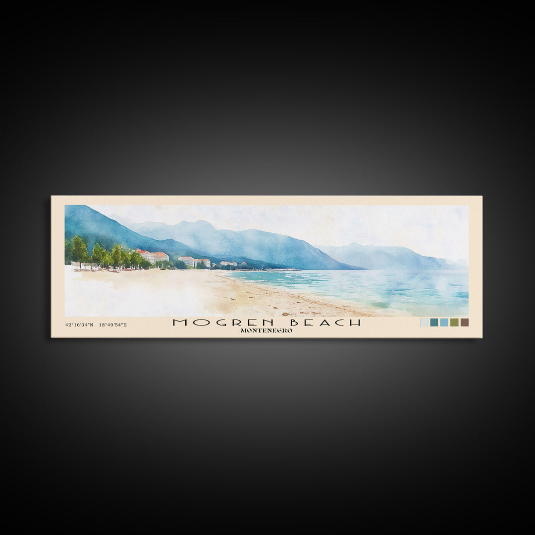 Mogren Beach, Montenegro Watercolor Beach Print, Vacation Gift, Montenegro Wall Art, Beach Painting, Beach Decor, Beach Painting