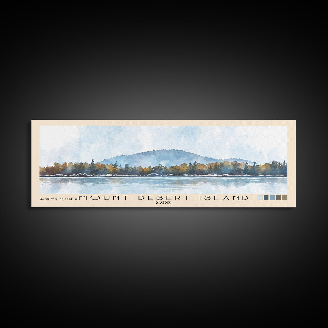 Mount Desert Island, Maine Watercolor Beach Print, Vacation Gift, Maine Wall Art, Framed Canvas Print, Framed Beach Painting