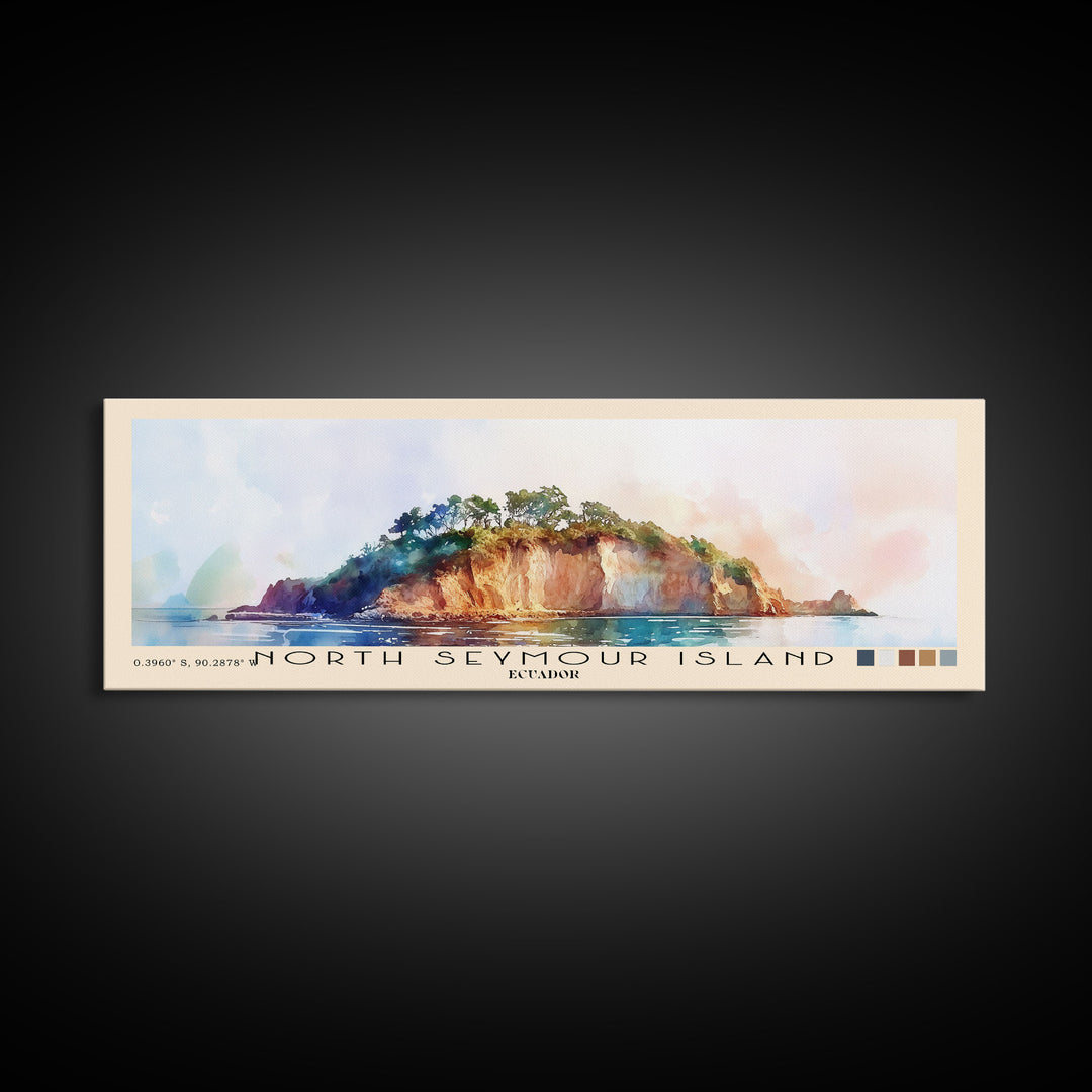 North Seymour Island, Ecuador Watercolor Beach Print, Vacation Gift, Ecuador Wall Art, Beach Painting, Beach Decor, Beach Painting