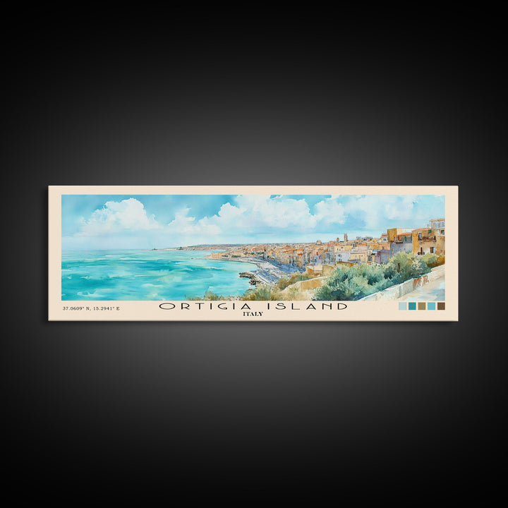 Ortigia Island, Italy Watercolor Print, Vacation Gift, Italy Wall Art, Beach Painting, Beach Decor, Large Wall Art, Wood Frame Art