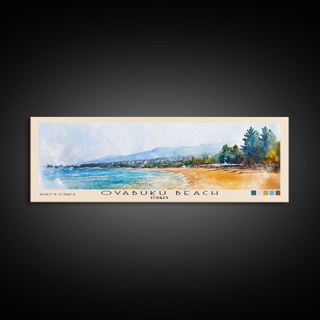 Ovabükü Beach, Turkey Watercolor Beach Print, Vacation Gift, Turkey Wall Art, Beach Painting, Beach Decor, Beach Painting