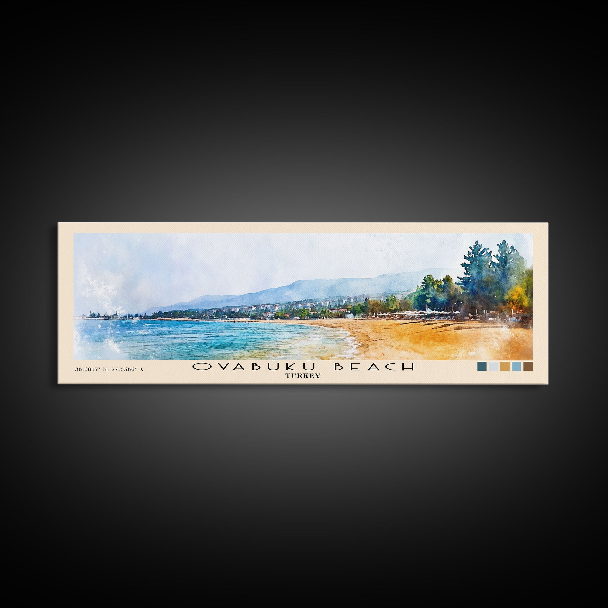 Ovabükü Beach, Turkey Watercolor Beach Print, Vacation Gift, Turkey Wall Art, Beach Painting, Beach Decor, Beach Painting