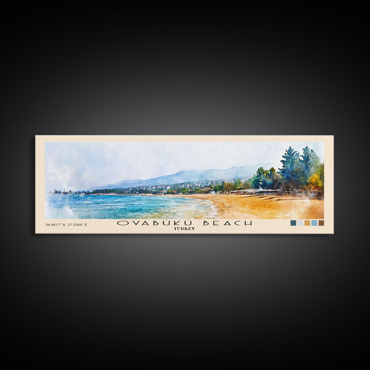 Ovabükü Beach, Turkey Watercolor Beach Print, Vacation Gift, Turkey Wall Art, Beach Painting, Beach Decor, Beach Painting