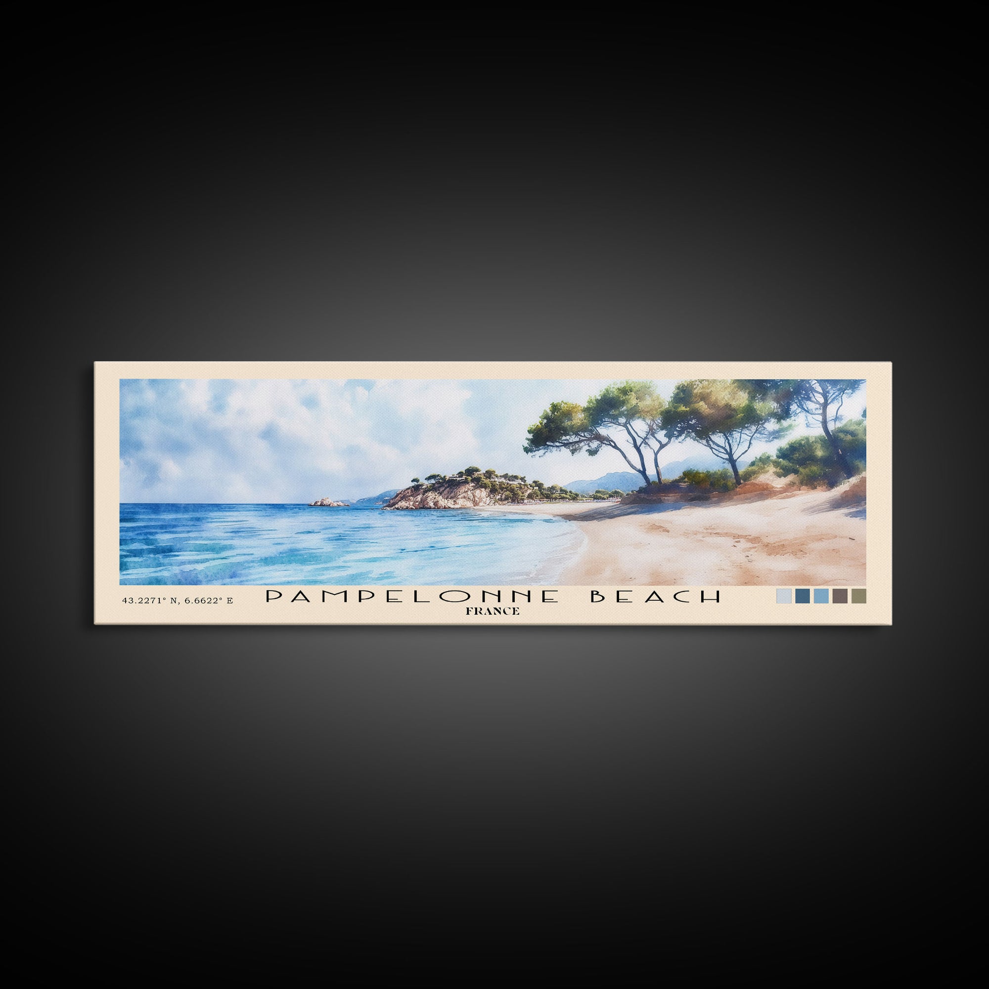 Pampelonne Beach, France Watercolor Print, Vacation Gift, France Wall Art, Beach Painting, Beach Decor, Large Wall Art, Wood Frame Art