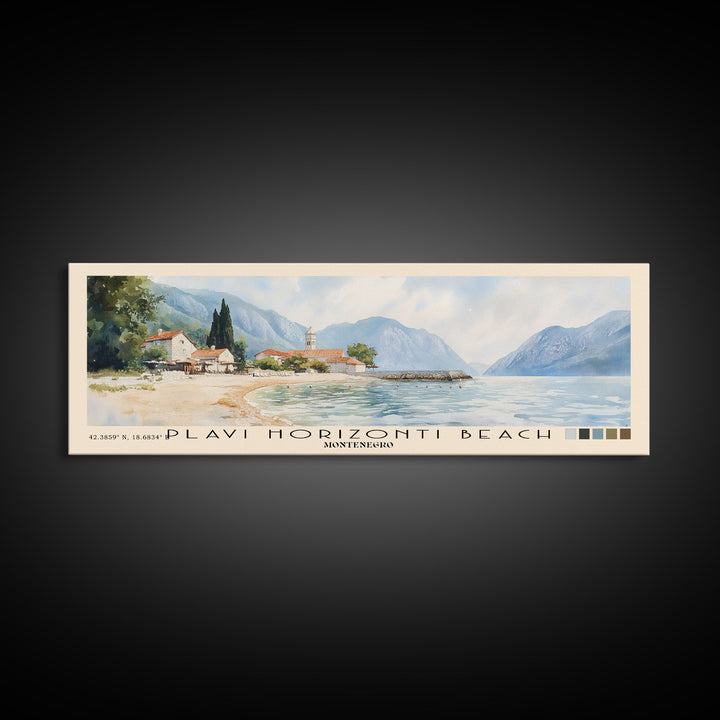 Plavi Horizonti Beach, Montenegro Watercolor Print, Vacation Gift, Montenegro Wall Art, Vacation Wall Art, Vacatation Memories, Beach Decor, Beach Or Lakehouse Art
