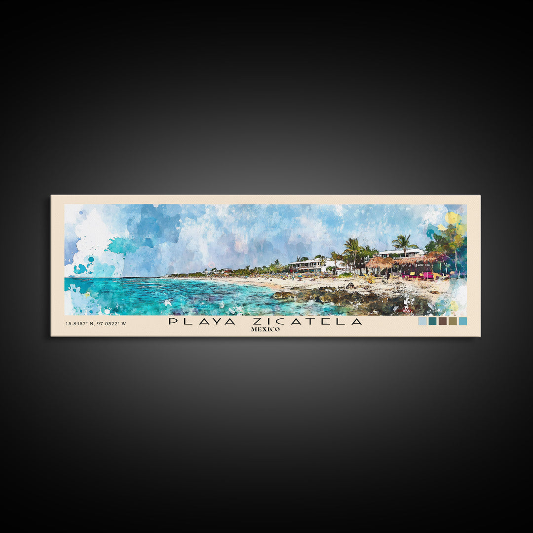 Playa Zicatela, Mexico Watercolor Print, Vacation Gift, Mexico Wall Art, Vacation Wall Art, Vacatation Memories, Beach Decor, Beach Or Lakehouse Art