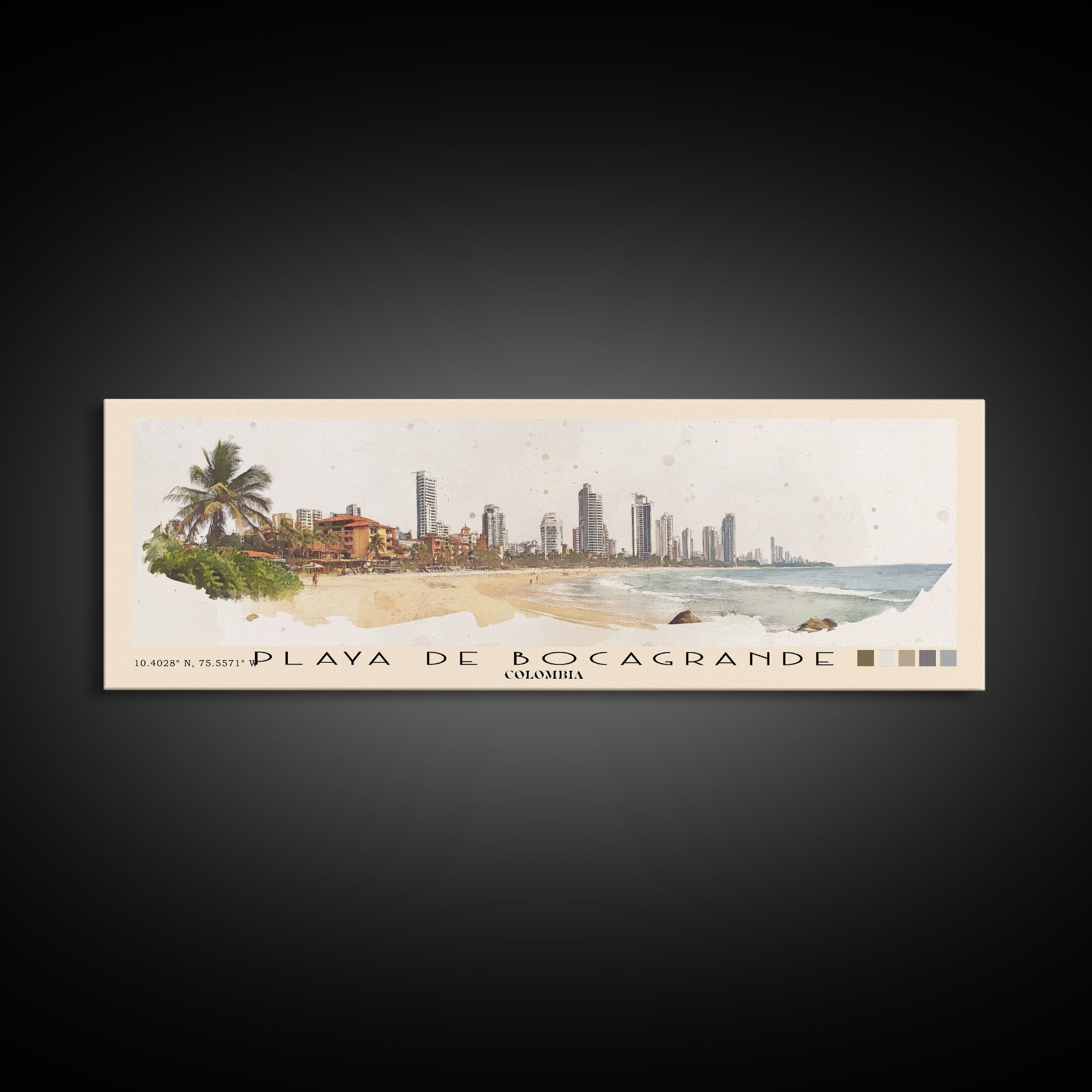 Playa de Bocagrande, Colombia Watercolor Print, Vacation Gift, Colombia Wall Art, Beach Painting, Beach Decor, Beach Or Lakehouse Art